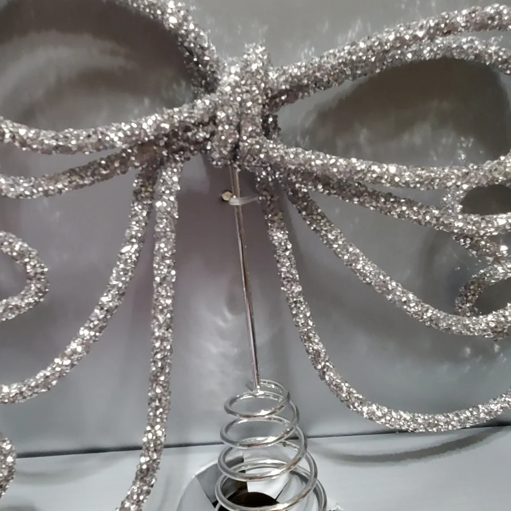 Crystals And Silver Tiny Simulated Diamonds Christmas Tree Topper Holiday Decor